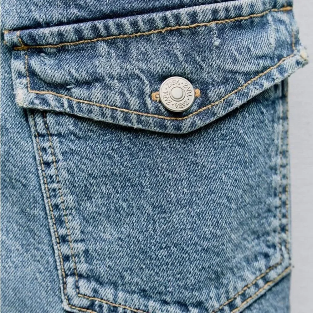 ZARA TRF FITTED DENIM DRESS - Picture 2 of 11